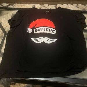 Black 'Believe' Santa Hat T-Shirt